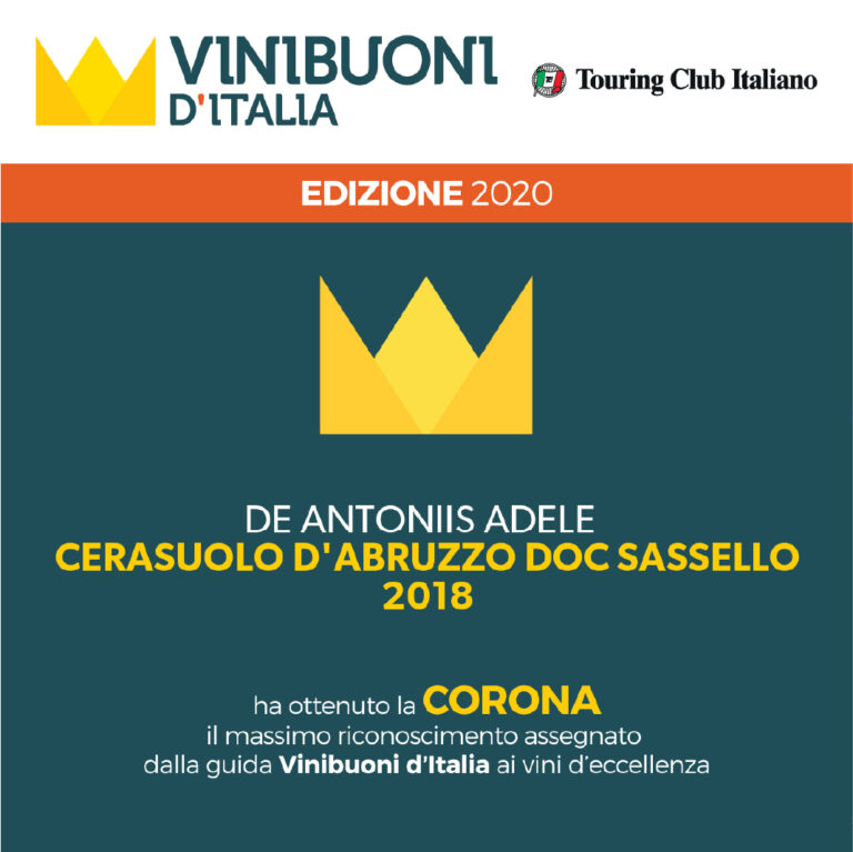 Attestato della Corona di Vinibuoni d'Italia 2020 al Sassello 2018