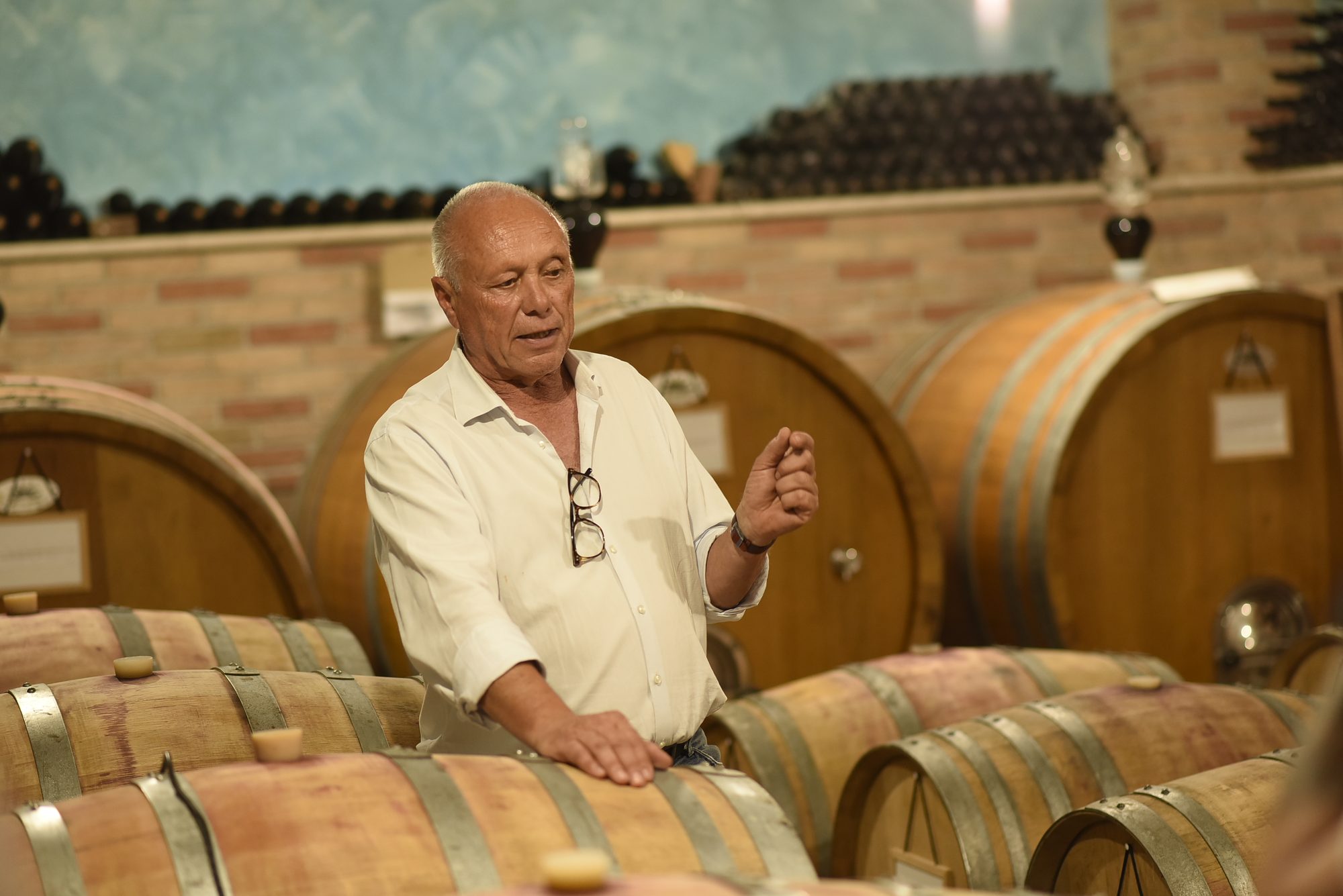 Nella bottaia della cantina De Antoniis